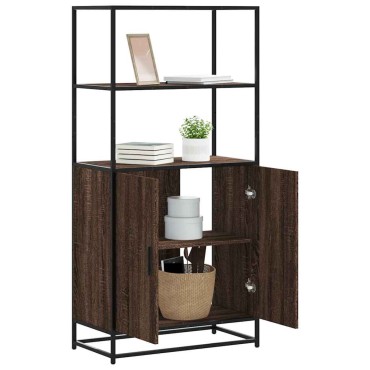 vidaXL Highboard καφέ δρυς Κατασκευασμένο ξύλο και μέταλλο 68x35x139cm 1 τεμ.