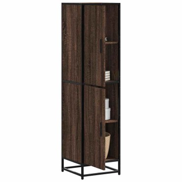 vidaXL Highboard καφέ δρυς Κατασκευασμένο ξύλο και μέταλλο 35,5x35x139 cm 1 τεμ.