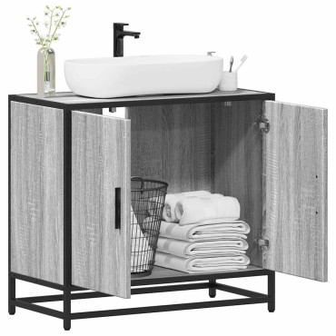 vidaXL Ντουλάπι νιπτήρα μπάνιου γκρι Sonoma 65x33x60cm