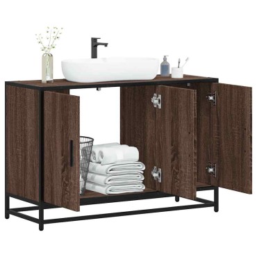 vidaXL ντουλάπι νιπτήρα μπάνιου καφέ δρυς 90x33x60cm