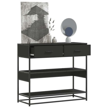 vidaXL Τραπέζι Κονσόλα Μαύρο 90x35x80cm Επεξεργασμένο Ξύλο 1 τεμ.