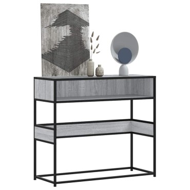vidaXL Τραπέζι κονσόλας Γκρίζο Σονόμα 90x35x80cm Ξύλινη κατασκευή 1 τεμ.