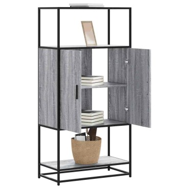 vidaXL Highboard Grey Sonoma Κατασκευασμένο ξύλο και μέταλλο 68x35x139cm 1 τεμ.