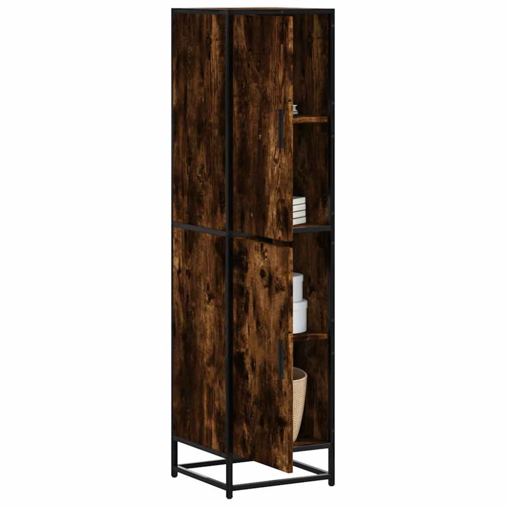 vidaXL Highboard Καπνιστή δρυς Κατασκευασμένο ξύλο και μέταλλο 35,5x35x139 cm 1 τεμ.