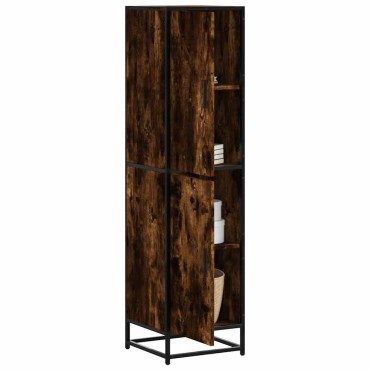 vidaXL Highboard Καπνιστή δρυς Κατασκευασμένο ξύλο και μέταλλο 35,5x35x139 cm 1 τεμ.