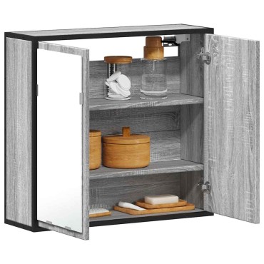 vidaXL Ντουλάπι καθρέφτη μπάνιου Γκρι Sonoma 65x20x60cm 1 τεμ.