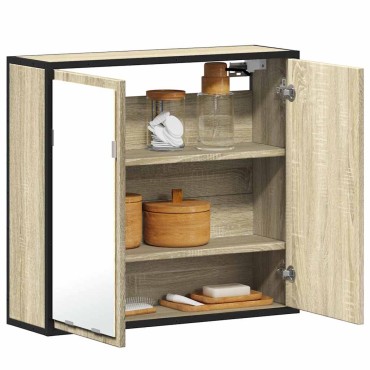vidaXL Ντουλάπι καθρέφτη μπάνιου Sonoma Oak 65x20x60cm 1 τεμ.