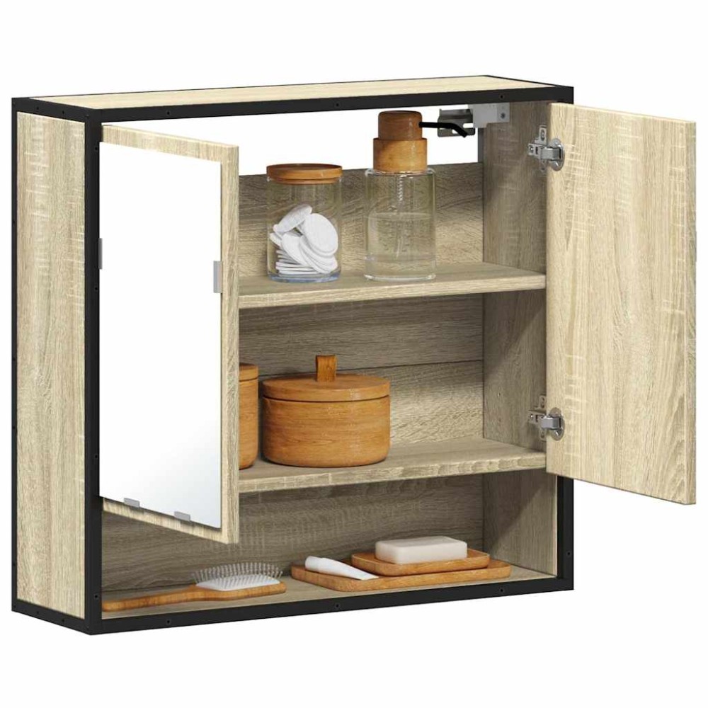 vidaXL Ντουλάπι καθρέφτη μπάνιου Sonoma Oak 65x20x60cm 1 τεμ.