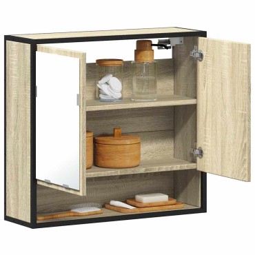 vidaXL Ντουλάπι καθρέφτη μπάνιου Sonoma Oak 65x20x60cm 1 τεμ.