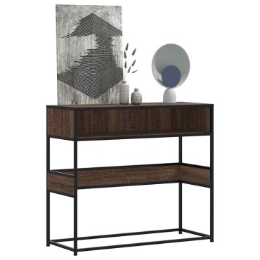 vidaXL Τραπέζι Κονσόλα Καφέ Δρυς 90x35x80cm Επεξεργασμένο Ξύλο 1 τεμ.