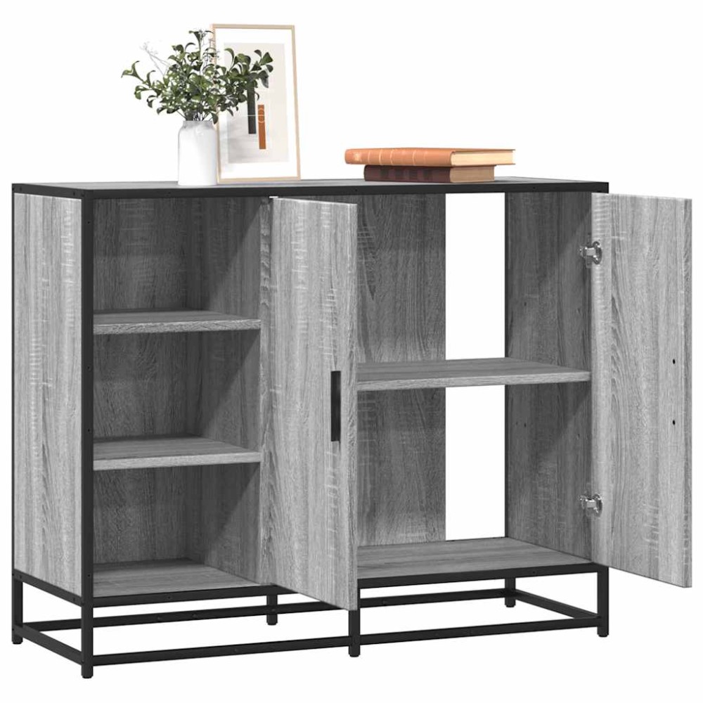 vidaXL Sideboard Γκρι Sonoma 92x35x76cm Ξύλινο μηχανουργικό ξύλο 1 τεμ.