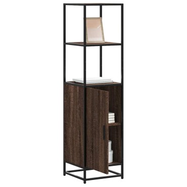 vidaXL Highboard καφέ δρυς Κατασκευασμένο ξύλο και μέταλλο 35,5x35x139 cm 1 τεμ.