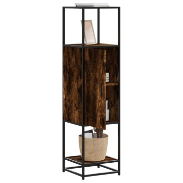 vidaXL Highboard Καπνιστή δρυς Κατασκευασμένο ξύλο και μέταλλο 35,5x35x139 cm 1 τεμ.