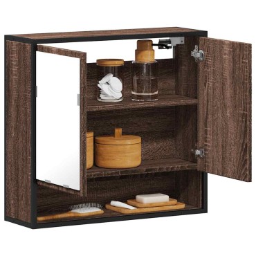 vidaXL ντουλάπι καθρέφτη μπάνιου καφέ δρυς 65x20x60cm
