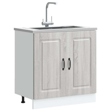 vidaXL Ντουλάπι βάσης νεροχύτη "Kalmar" Γκρι Sonoma 80x46x81,5cm 1 τεμ.