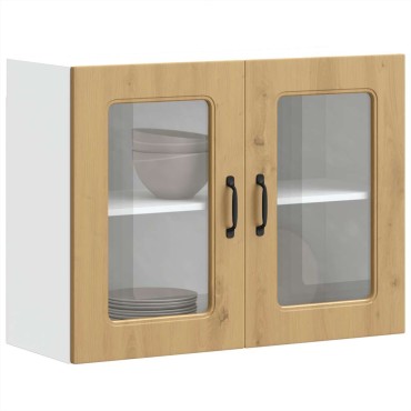 vidaXL Ντουλάπι κουζίνας με γυάλινη πόρτα "Kalmar" Artisan Oak 80x31x60cm 1 τεμ.