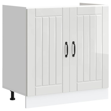 vidaXL Ντουλάπι βάσης νεροχύτη "Lucca" High Gloss White 80x46x81,5 cm 1 τεμ.