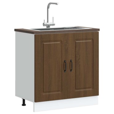 vidaXL Ντουλάπι βάσης νεροχύτη "Kalmar" Καφέ δρυς 80x46x81,5cm 1 τεμ.