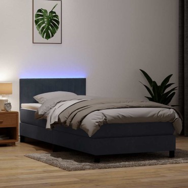 vidaXL Box Spring Κρεβάτι με στρώμα Σκούρο γκρι 80x210cm Βελούδινο 1 τεμ. - Μονό
