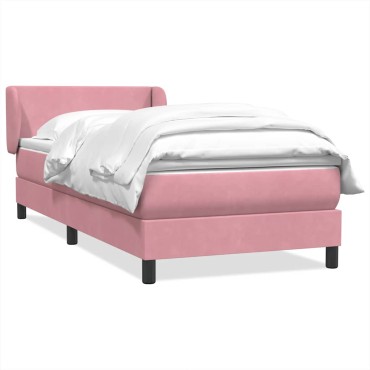 vidaXL Box Spring κρεβάτι με στρώμα ροζ 100x220cm Βελούδινο - Μονό