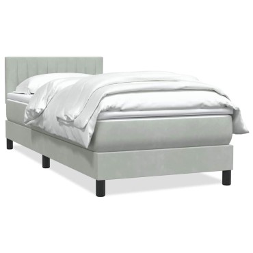 vidaXL Κρεβάτι Boxspring με Στρώμα Ανοιχτό Γκρι 80x210cm Βελούδινο 1 τεμ. - Μονό