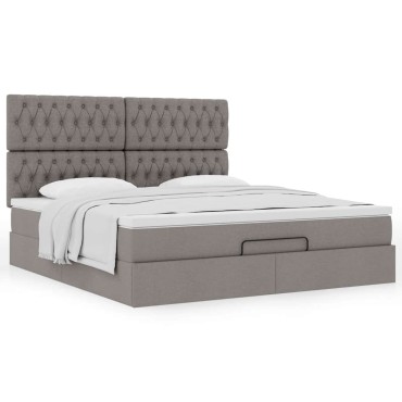vidaXL Οθωμανικό κρεβάτι με στρώμα Taupe 180x200cm ύφασμα