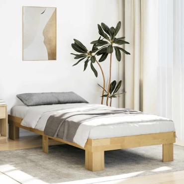 Πλαίσιο κρεβατιού vidaXL χωρίς στρώμα 75x190 cm μασίφ ξύλο δρυς