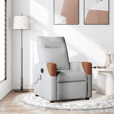 vidaXL καρέκλα ανάκλισης μασάζ Cloud Grey Fabric 50x54cm