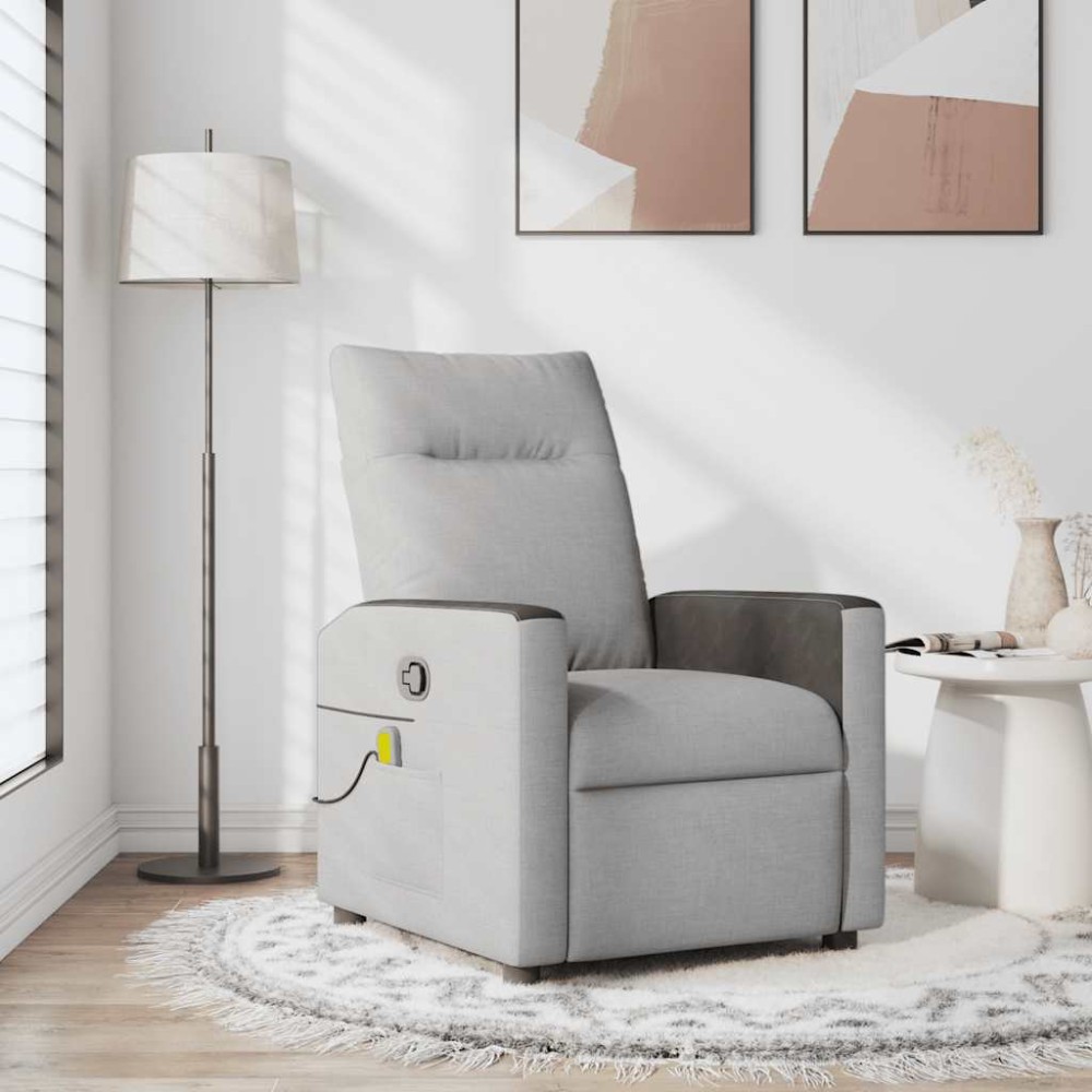 vidaXL καρέκλα ανάκλισης μασάζ Cloud Grey Fabric 50x54cm