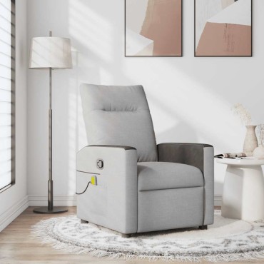 vidaXL καρέκλα ανάκλισης μασάζ Cloud Grey Fabric 50x54cm
