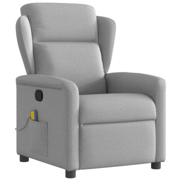 vidaXL καρέκλα ανάκλισης μασάζ Cloud Grey Fabric