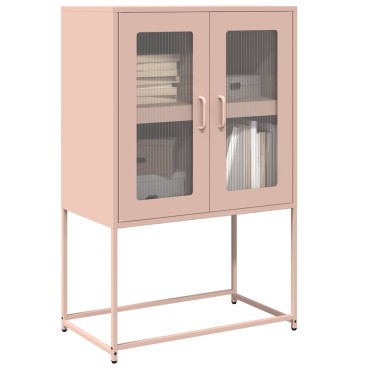 vidaXL Highboard Ροζ 68x39x107cm Ατσάλι 1 τεμ.