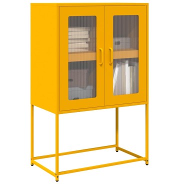 vidaXL Highboard Μουστάρδα κίτρινη 68x39x107cm Χάλυβας 1 τεμ.
