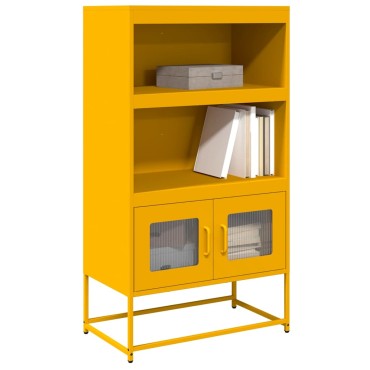 vidaXL Highboard Μουστάρδα κίτρινη 68x39x123cm Χάλυβας 1 τεμ.