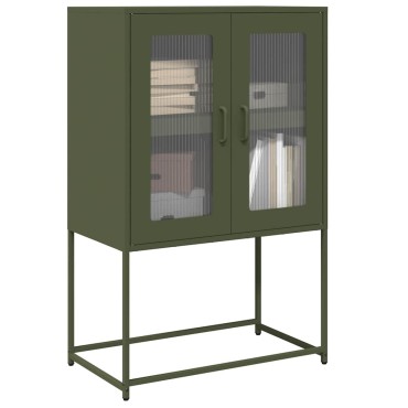vidaXL Highboard Ελαιοπράσινο 68x39x107cm Ατσάλι 1 τεμ.