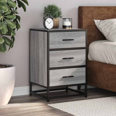 vidaXL Κομοδίνο Grey Sonoma Κατασκευασμένο ξύλο και μέταλλο 40x34,5x60 cm 1 τεμ.