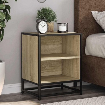 vidaXL Κομοδίνο Sonoma Oak 40x31x50cm Κατασκευασμένο ξύλο και μέταλλο 1 τεμ.
