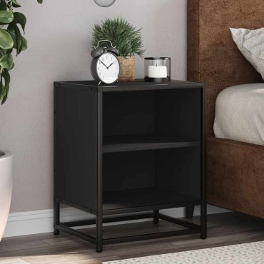 vidaXL Κομοδίνο Μαύρο 40x31x50cm Κατασκευασμένο ξύλο και μέταλλο 1 τεμ.