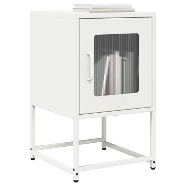 vidaXL Κομοδίνο λευκό 36x39x60,5cm από χάλυβα ψυχρής έλασης 1 τεμ.