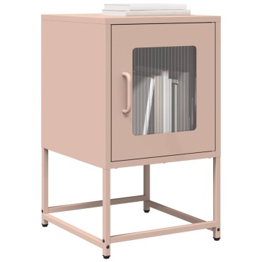vidaXL Κομοδίνο ροζ 36x39x60,5cm από χάλυβα ψυχρής έλασης 1 τεμ.