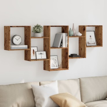 vidaXL Ράφι τοίχου Παλιό ξύλο 159x18x66cm Κατασκευασμένο ξύλο 1 τεμ.