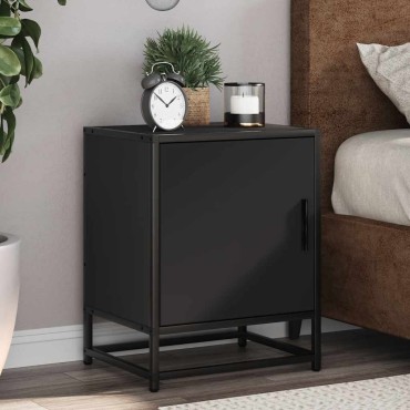 vidaXL Κομοδίνο Μαύρο 40x31x50cm Κατασκευασμένο ξύλο και μέταλλο 1 τεμ.