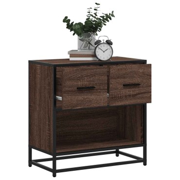 vidaXL Κομοδίνο καφέ δρυς 60x31x60cm Κατασκευασμένο ξύλο και μέταλλο 1 τεμ.