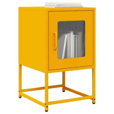 vidaXL Κομοδίνο ντουλάπι μουστάρδας κίτρινο 36x39x60,5cm 1 τεμ.