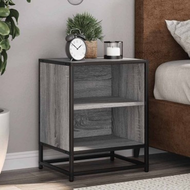 vidaXL Κομοδίνο Γκρι Sonoma 40x31x50cm Κατασκευασμένο ξύλο και μέταλλο 1 τεμ.