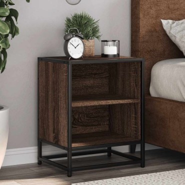 vidaXL Κομοδίνο καφέ δρυς 40x31x50cm Κατασκευασμένο ξύλο και μέταλλο 1 τεμ.