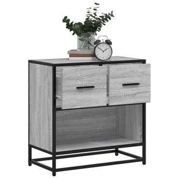 vidaXL Κομοδίνο Γκρι Sonoma 60x31x60cm Κατασκευασμένο ξύλο και μέταλλο 1 τεμ.