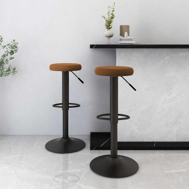 vidaXL Σκαμπό Μπαρ 2 τεμ. Καφέ Βελούδινα 31x(58-78)cm