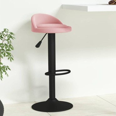 vidaXL Σκαμπό Μπαρ Ροζ Βελούδινο 36x38x(72-94)cm 1 τεμ.