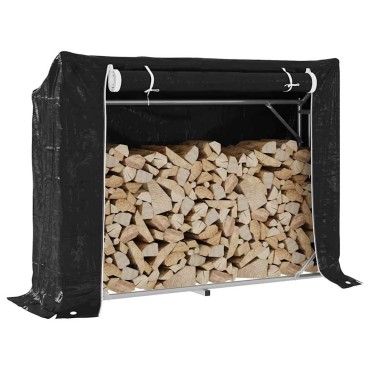 vidaxL Ράφι για καυσόξυλα με κάλυμμα βροχής 151x40,5x110,5 εκ.
